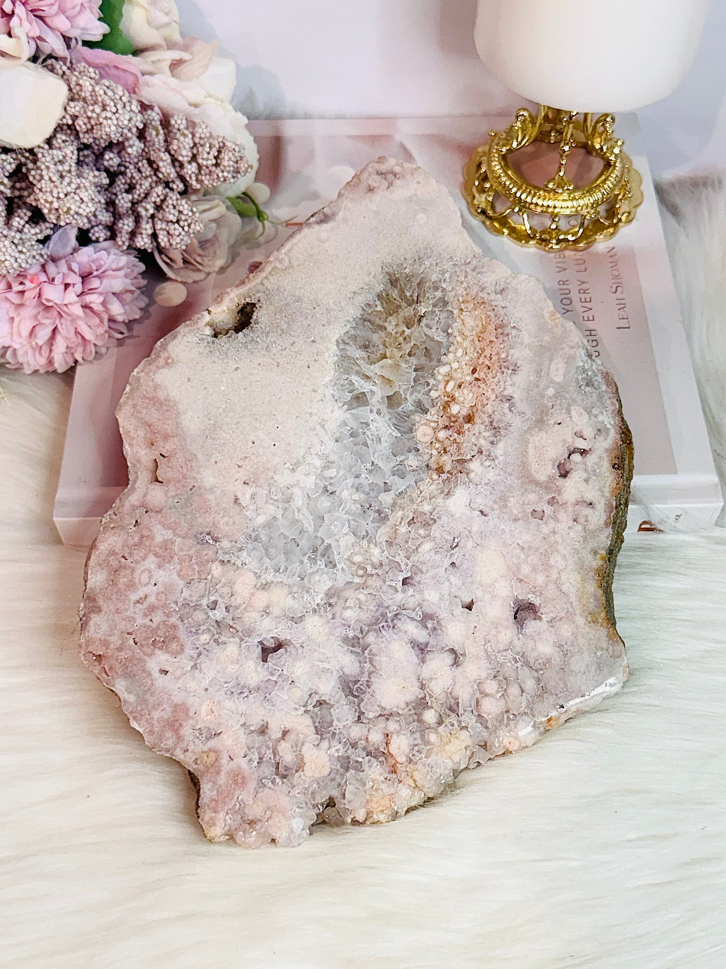 Absolutely Incredible Large Chunky Natural Pink Amethyst Druzy Slab 21cm 1.29KG