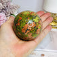 High Grade Large Unakite Sphere on Stand 454g