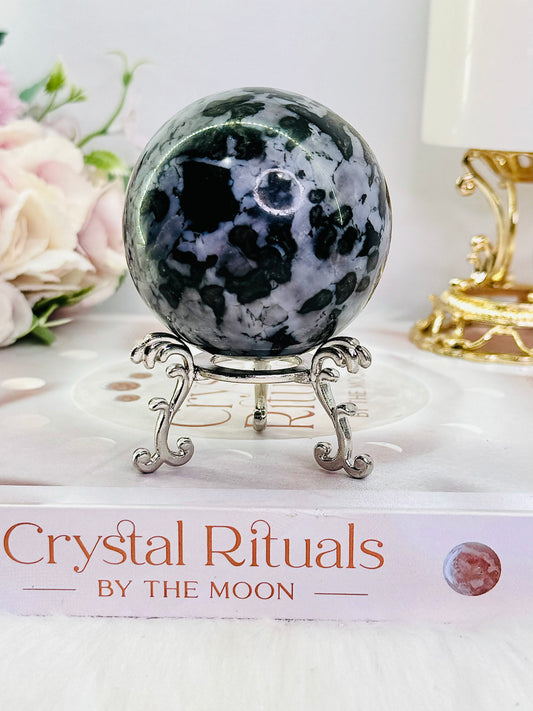 Grounding & Balance ~ Beautiful Natural Indigo Gabbro Sphere 311grams On Stand