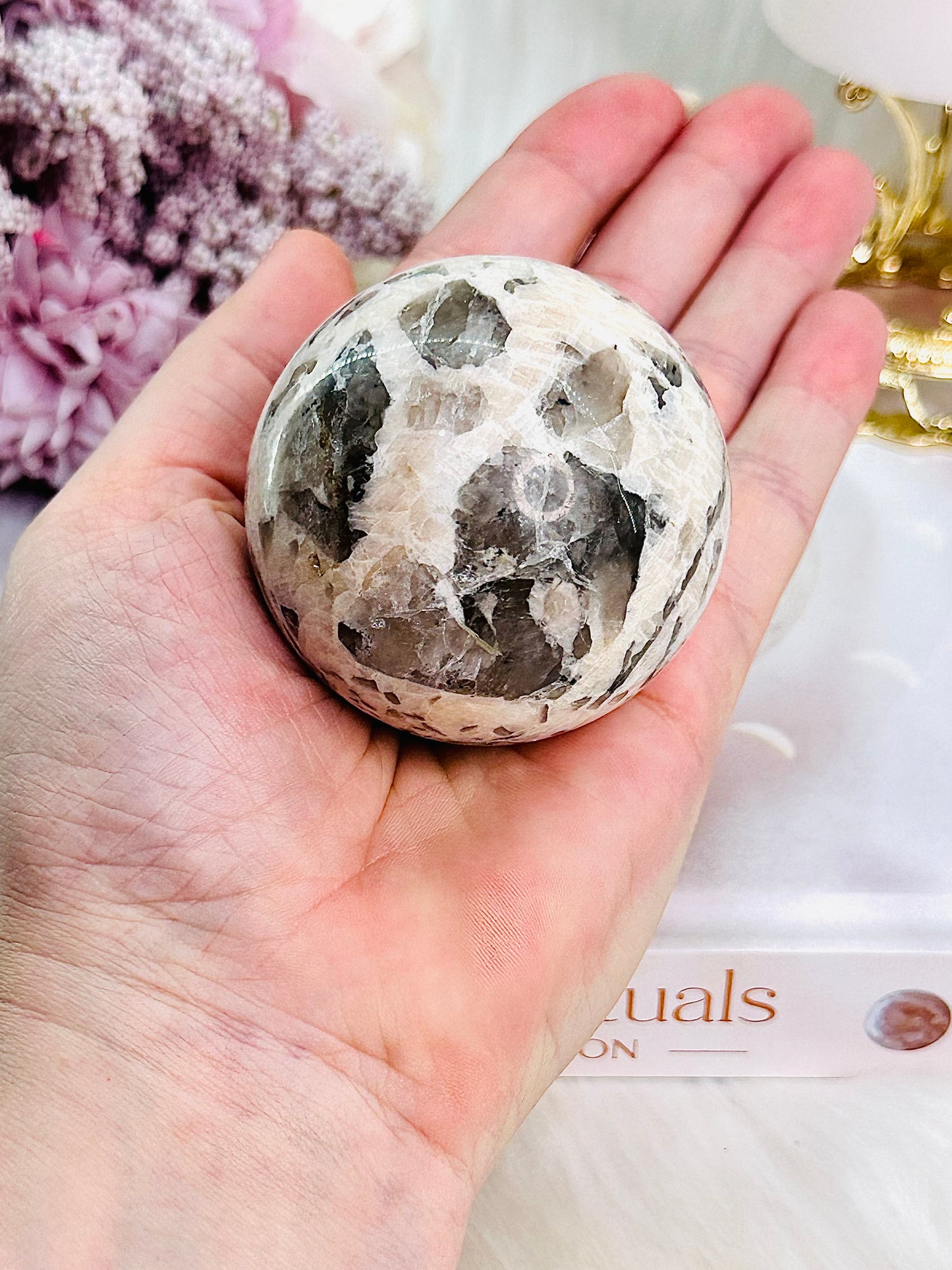 Beautiful Pink Zebra Jasper Sphere on Stand (Stand in pic is display only)