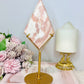 Large 22cm Pink Opal Diamond On Gold Stand