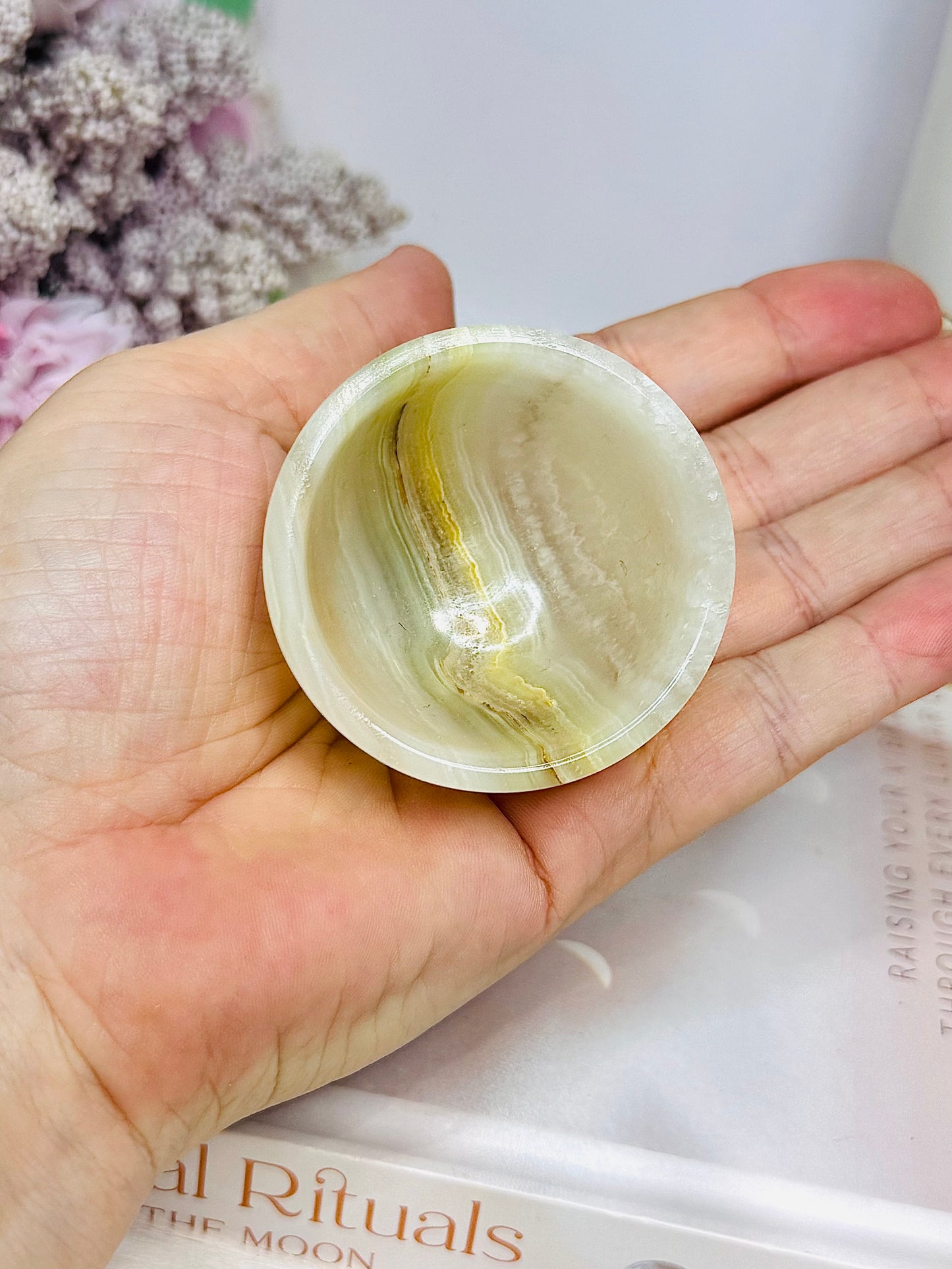 Small Green Onyx Carved Bowl