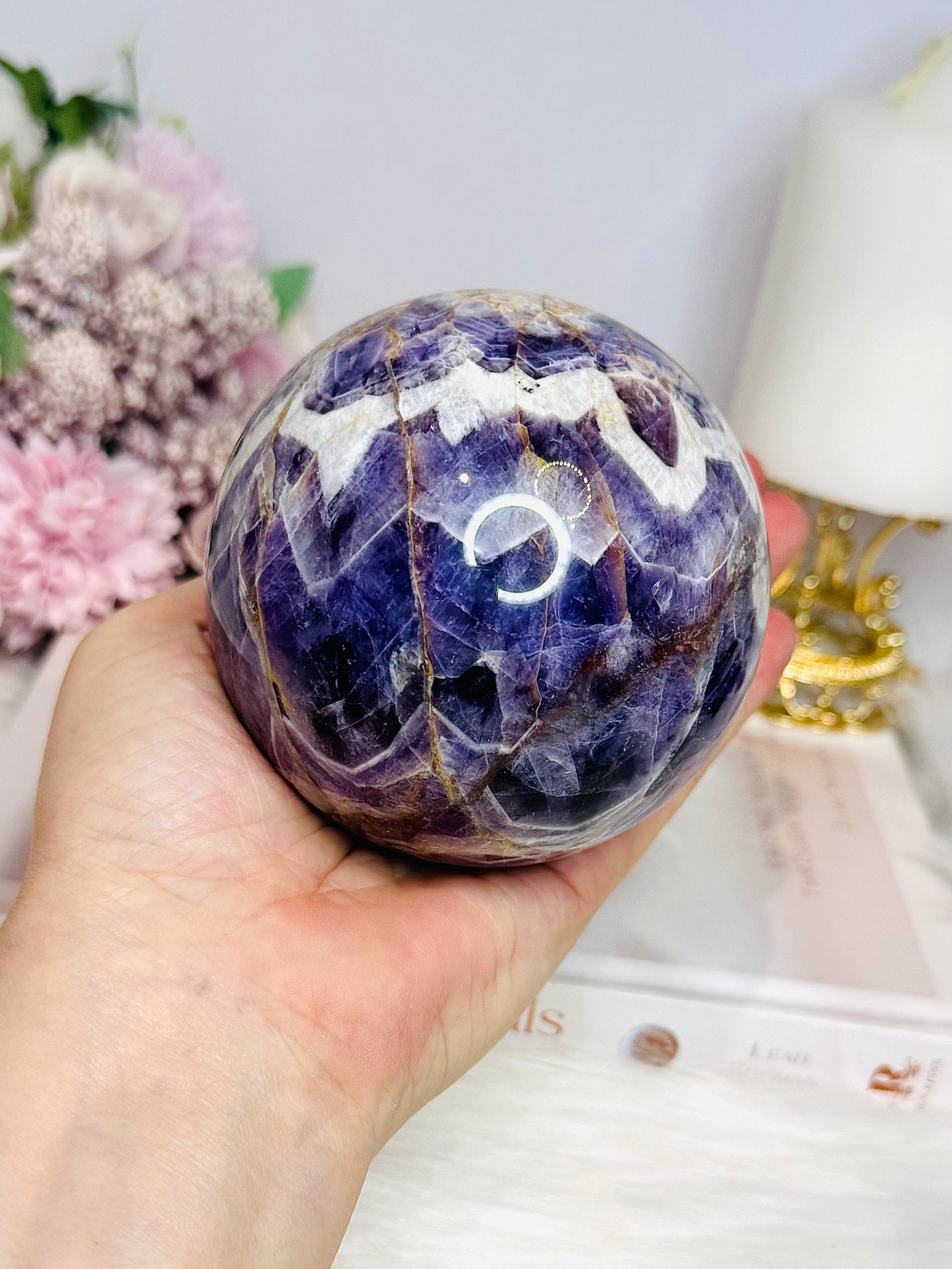 Large Chevron | Dream Amethyst Sphere on Stand 830g
