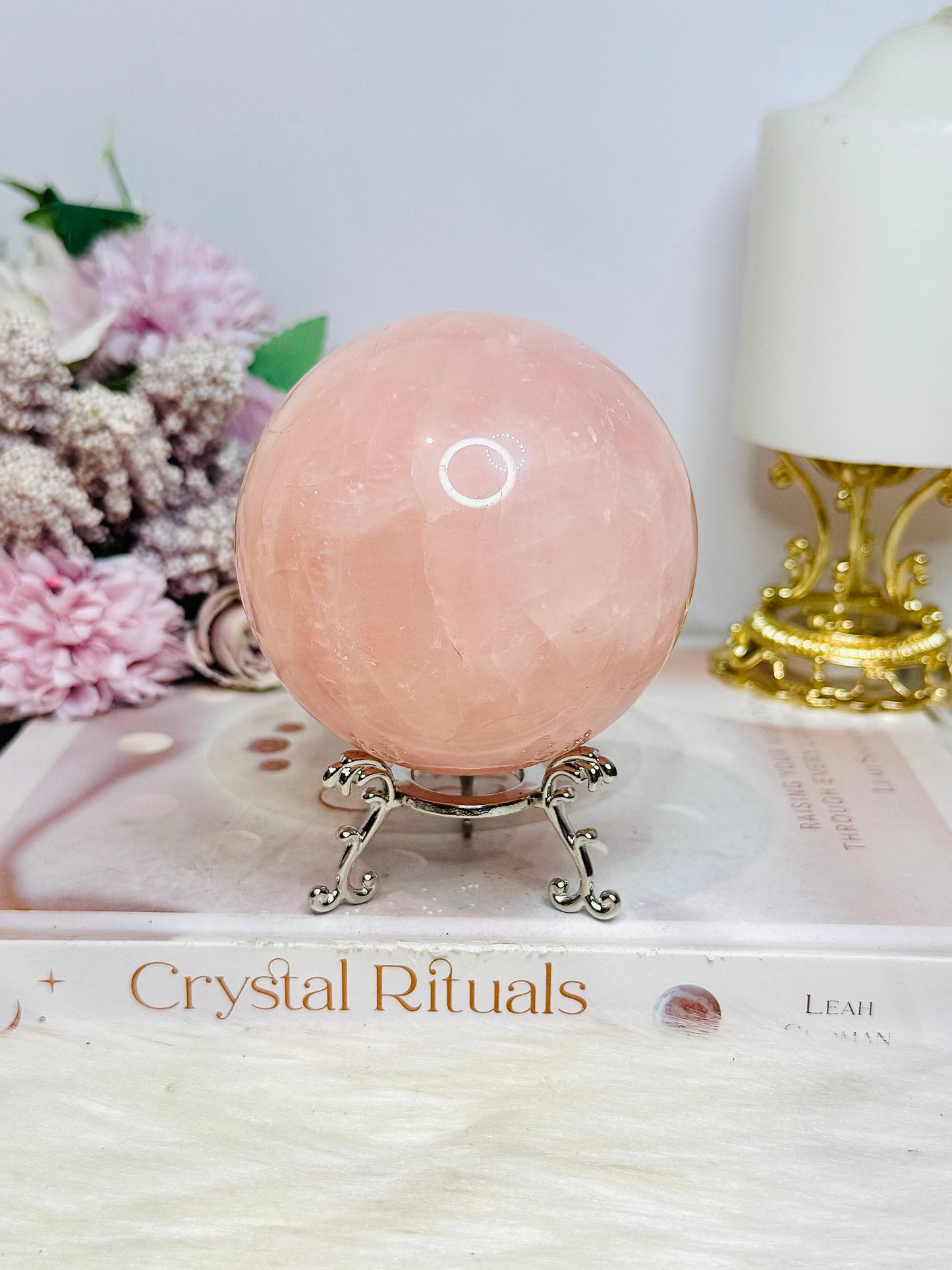 Large Rose Quartz Sphere on Stand 683g