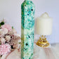 Large Natural 21.5cm Carved Phoenix Stone (Malachite, Turquoise, Crysocolla) Carved Tower