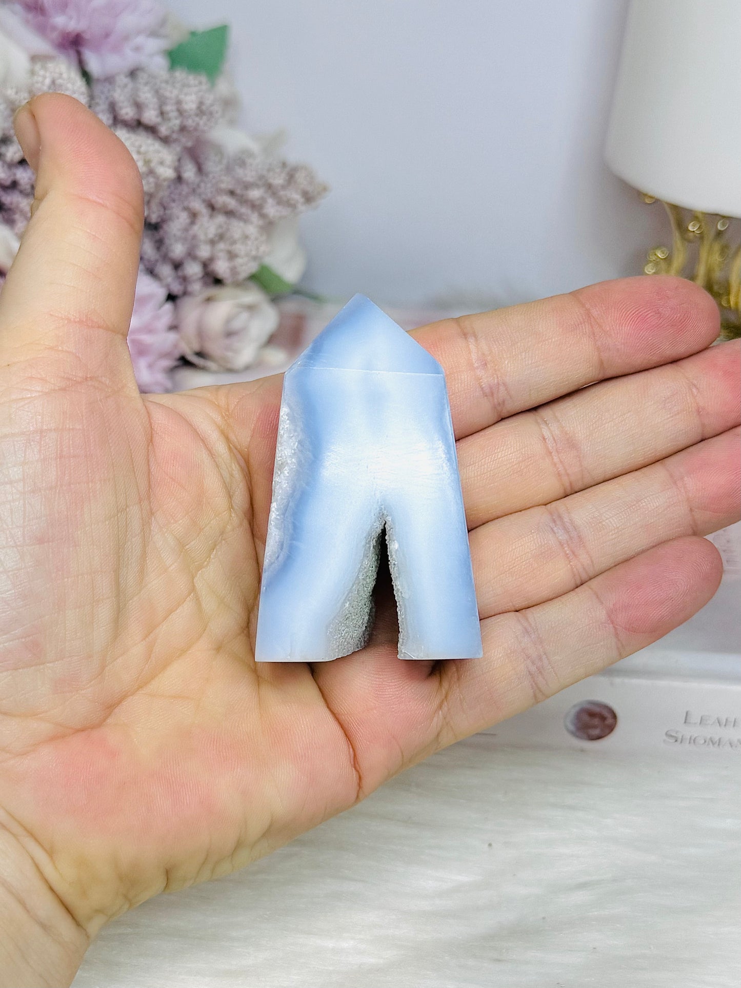 Blue Lace Agate Druzy Tower 6cm