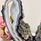 High Grade Uniquely Fabulous Large 24.5cm 1.6KG Sparkling Druzy Blue Agate Chunky Wings On Stand From Brazil