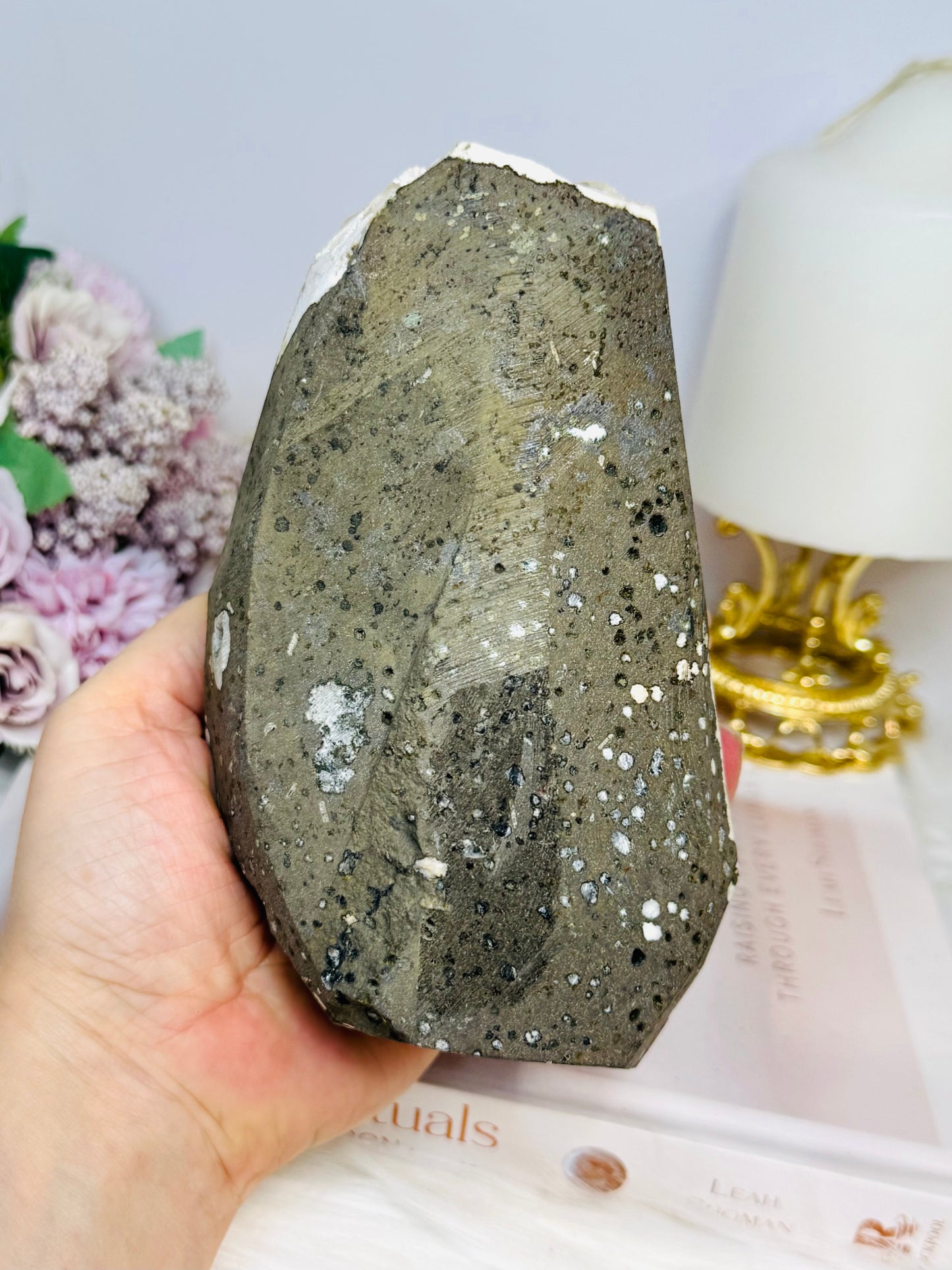 Large Natural Apophyllite X Calcite Freeform 855g 14cm