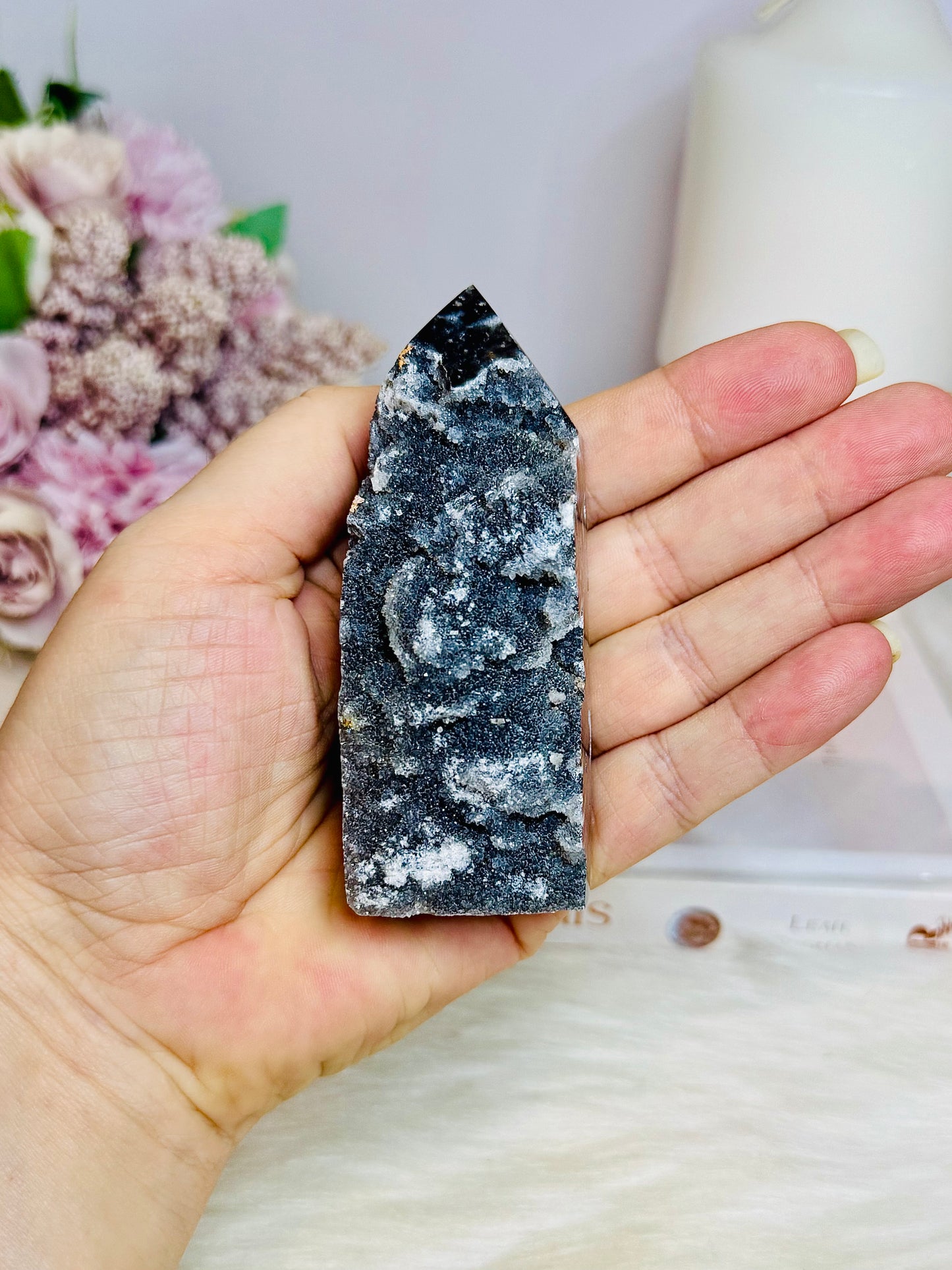 Black Druzy Sphalerite Tower 9cm