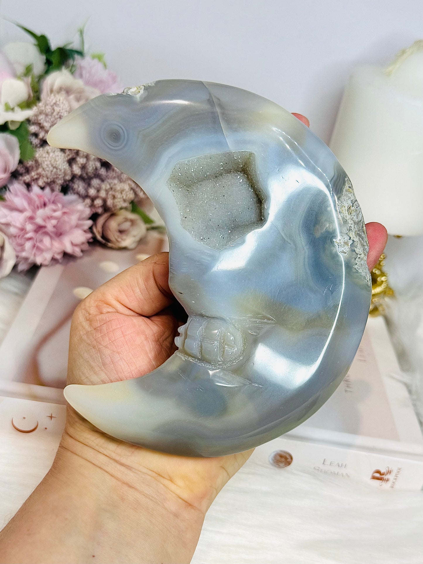 Large Druzy Agate Moon 13.5cm