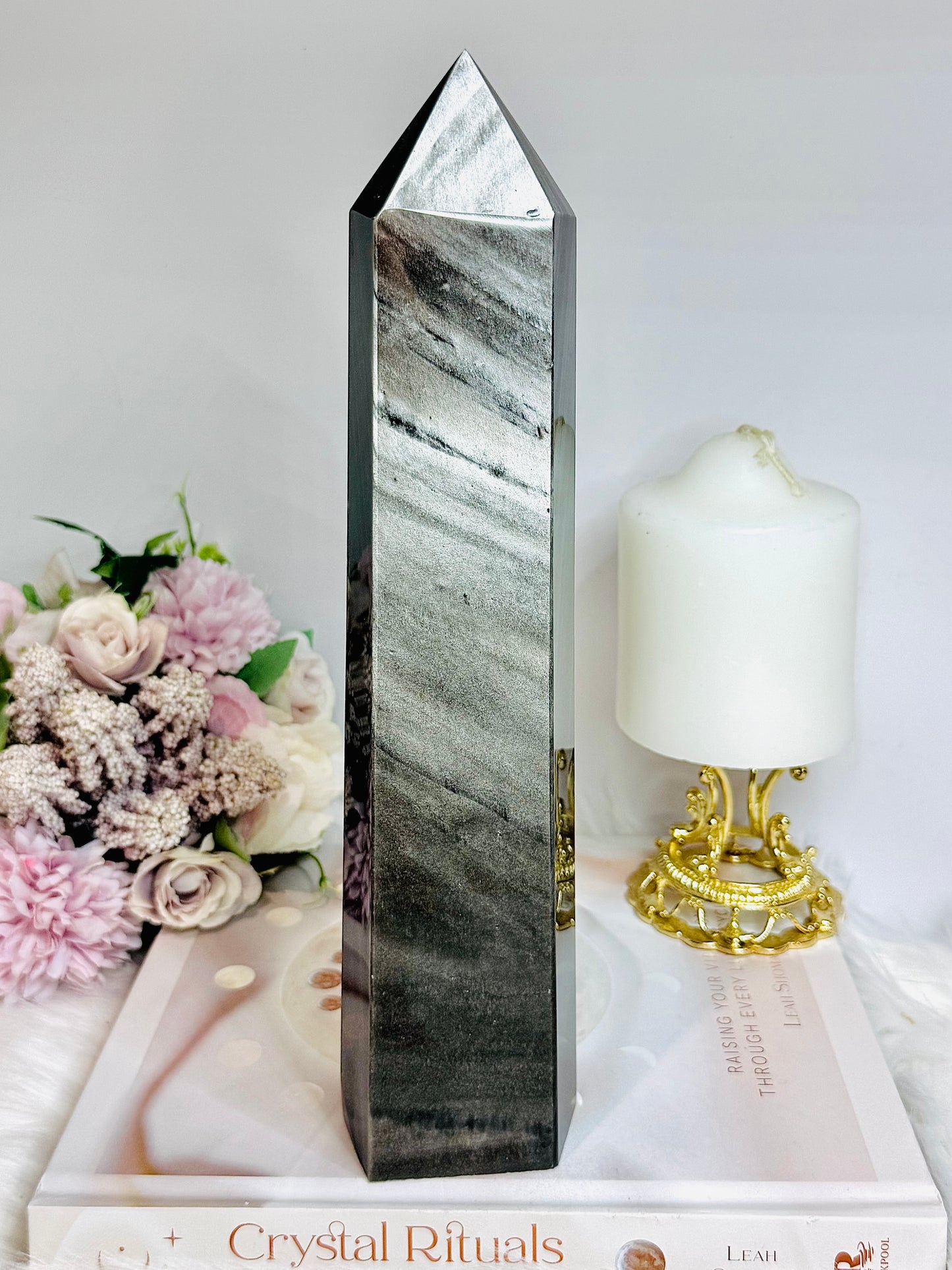 Huge Silver Sheen Obsidian Tower 26cm 1.17kg