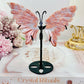 Beautiful 13cm Pink Agate Butterfly Wings On Black Stand