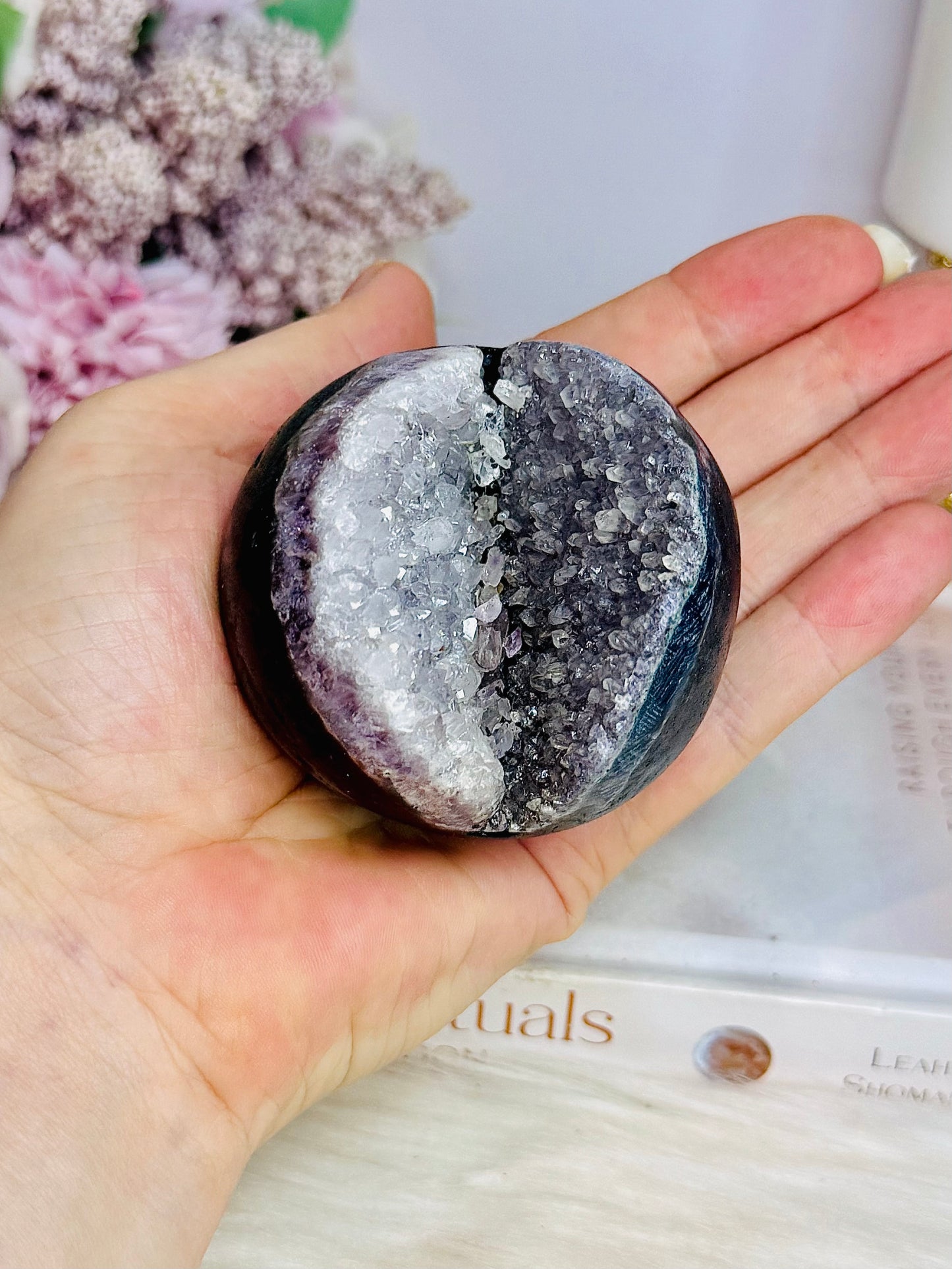 Amethyst Druzy Geode Sphere On Stand 251g