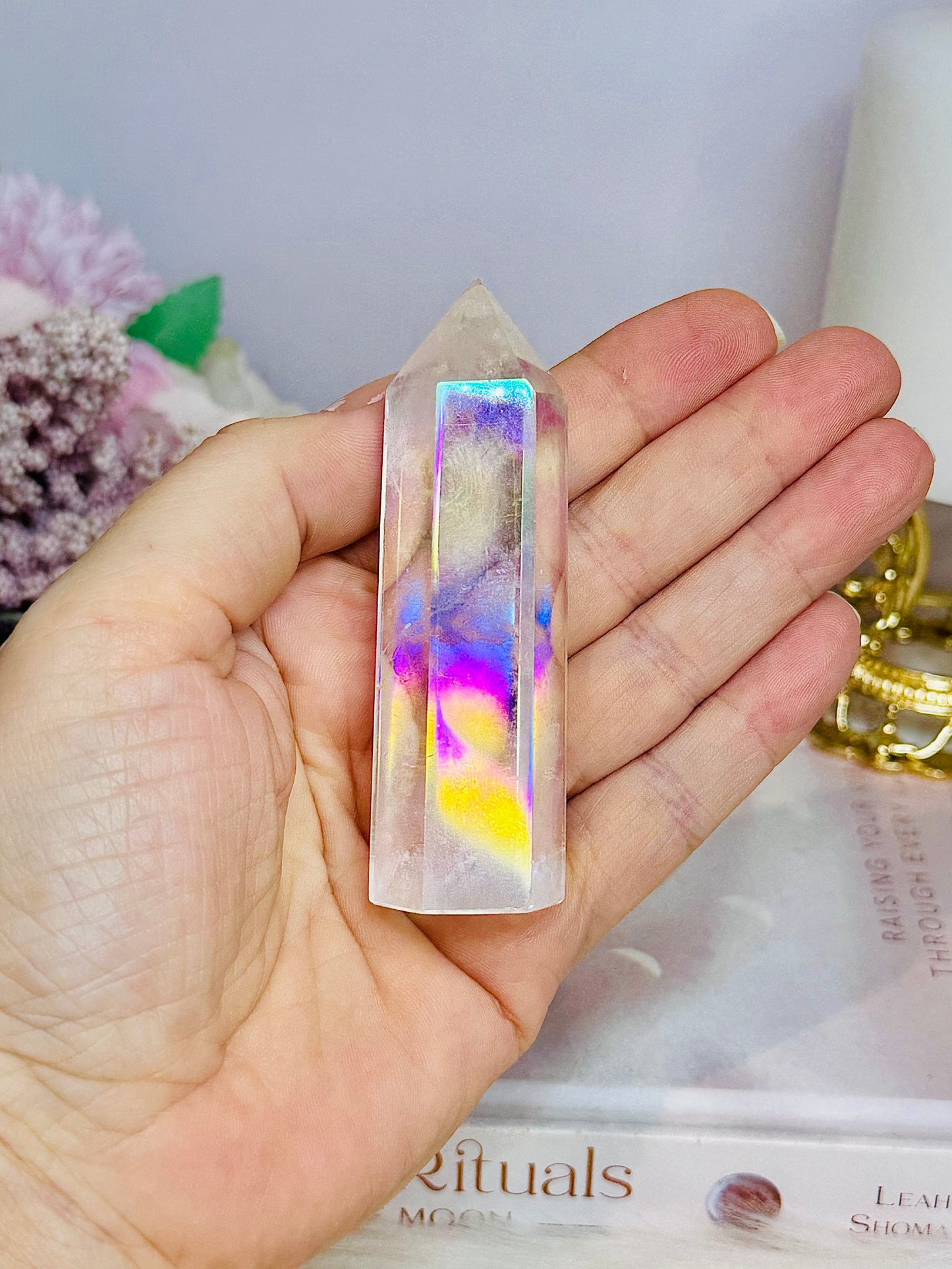 Clear Quartz Angel Aura Tower 8.5cm