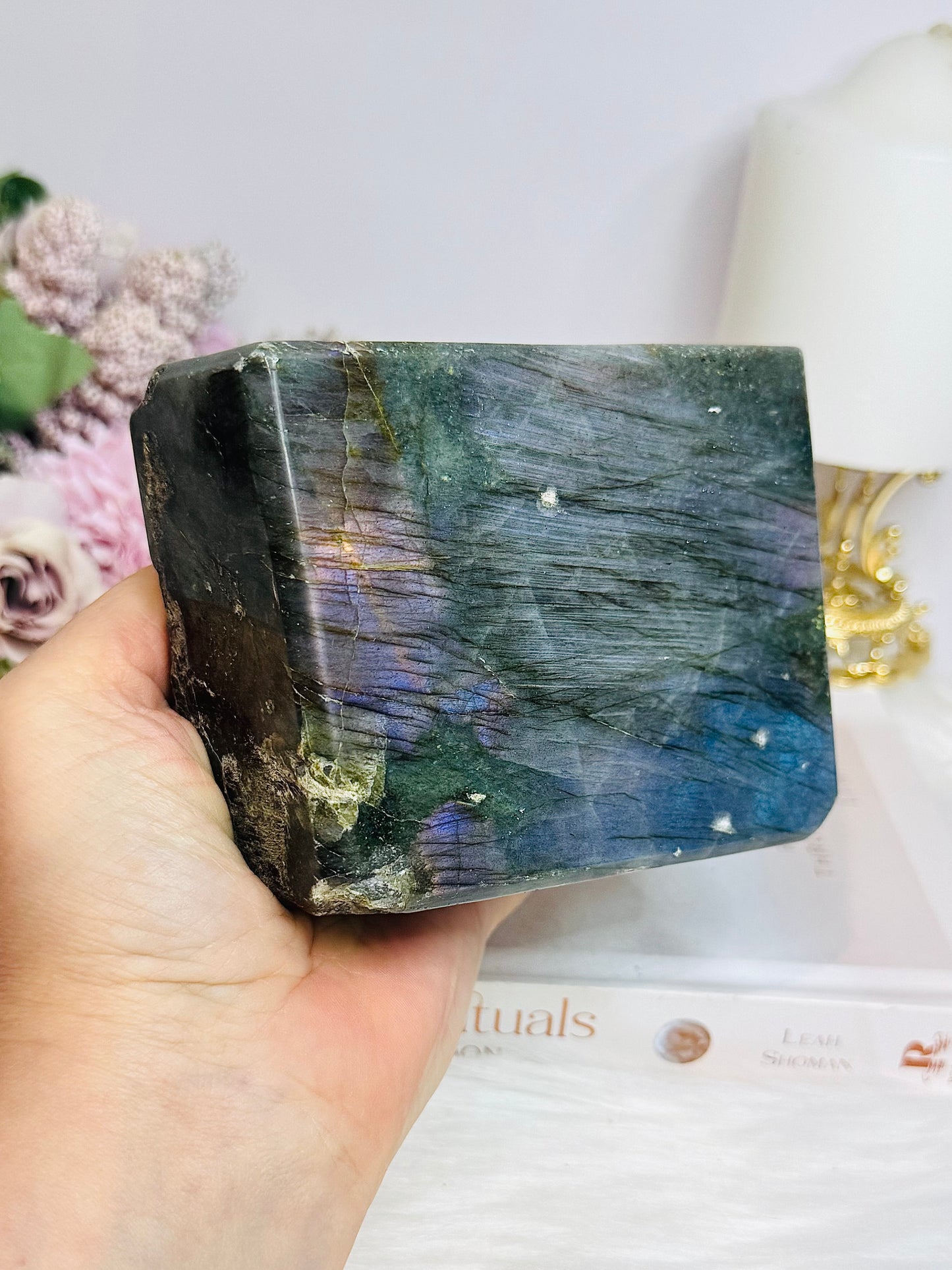 Large Labradorite Freeform with Pink & Purple Flash ~ Half price due to damage and a chipped edge 1.13KG