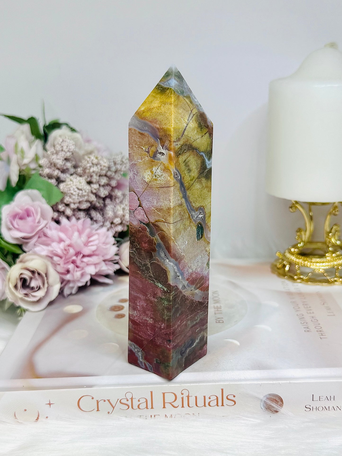 Indian Jade Colourful Tower 19.5cm 300g
