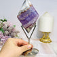 Crazy Lace Amethyst Diamond on Stand 19.5cm