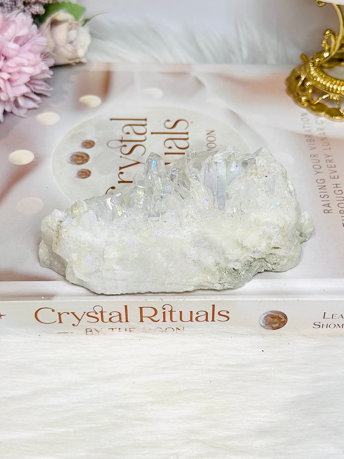 Large Angel Aura Clear Quartz Cluster 10.5cm 298g