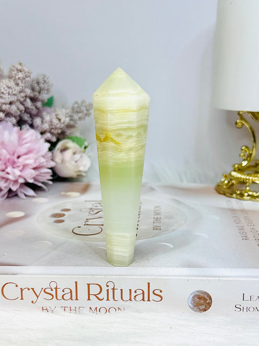 Banded Green Calcite Wand | Tower 9.5cm