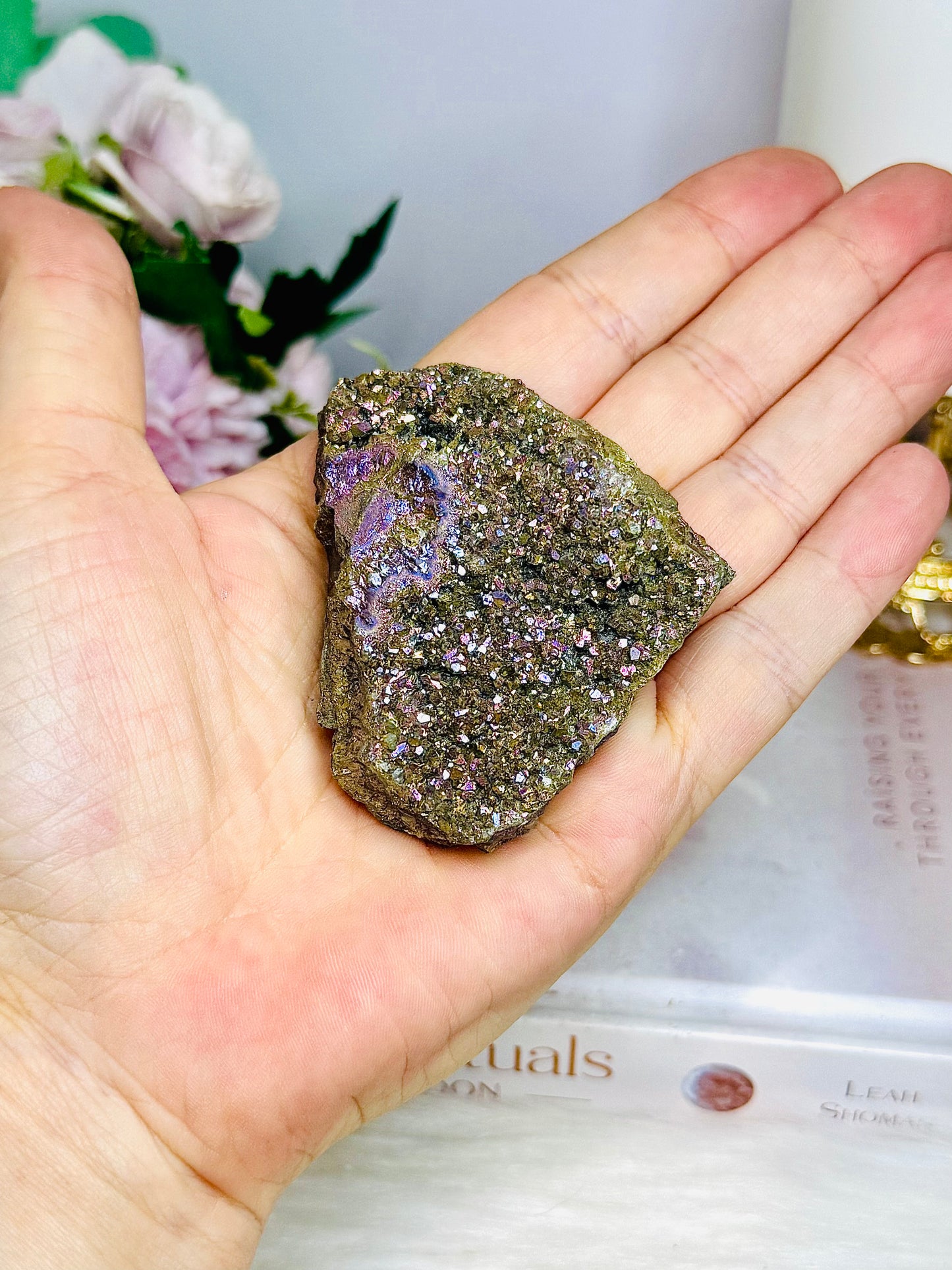 Aura Titanium Amethyst Quartz Cluster 70g