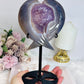 Large Amethyst X Agate Druzy Wings / Heart on Stand 22.5cm