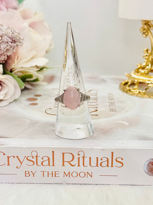 Rose Quartz Adjustable Ring In Gift Bag