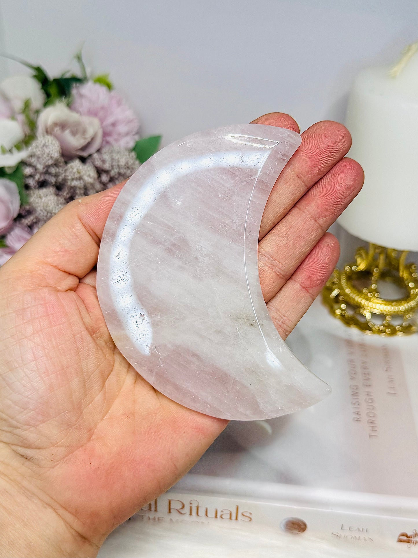 Rose Quartz Moon 10cm