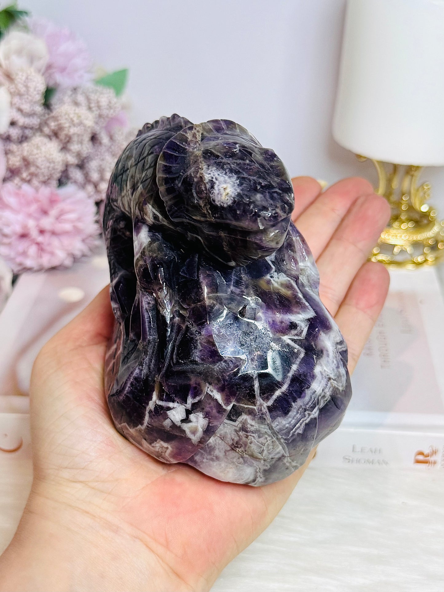 Large Chevron | Dream Amethyst Carved Lizard 11cm 793g