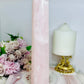UV Reactive Pink Mangano Calcite Tower | Generator 24cm