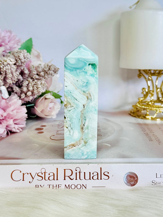 Blue Caribbean Calcite Tower 10cm