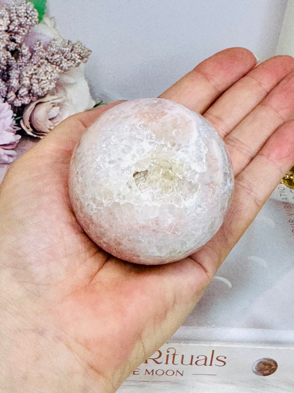 Druzy Pink Amethyst Sphere on Stand 285g