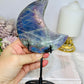 High Grade Large Labradorite Carved Moon Full of Flash 19.5cm
