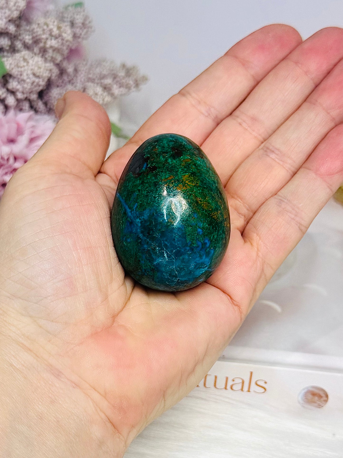 Chrysocolla Egg on Stand 5cm 100g
