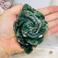 Moss Agate Carved Flower 11cm 209g