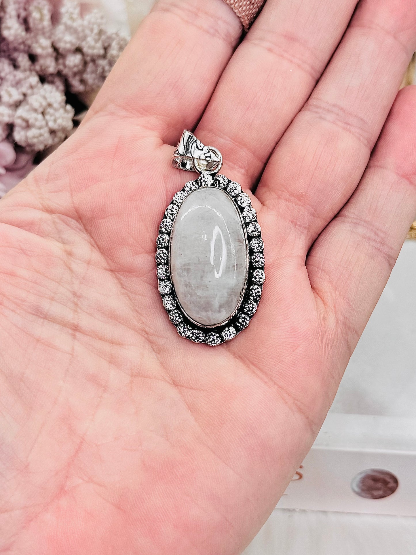 Beautiful Large Moonstone Pendant In Gift Bag