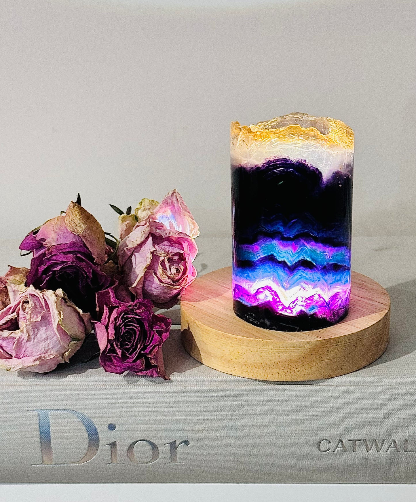 Stunning 10cm 411gram Colourful Fluorite Lamp on Light Stand