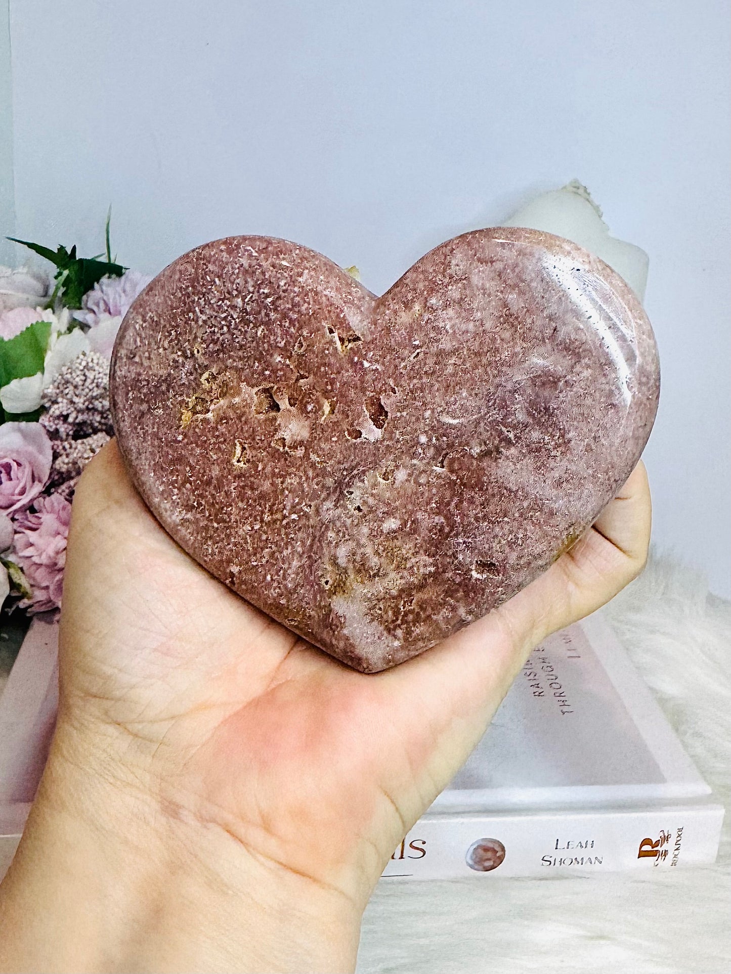 Large Pink Amethyst Chunky Heart 10cm 315g On Stand