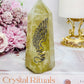 Amazing Smokey Citrine ‘Wing’ Print Tower with Rainbows 359grams