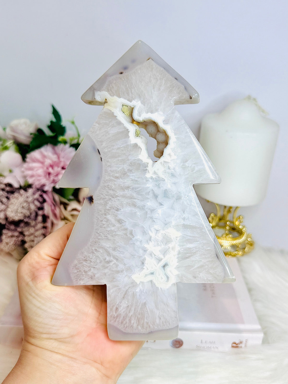 Large High Grade Sugar Druzy Agate Christmas Tree 18cm 445g