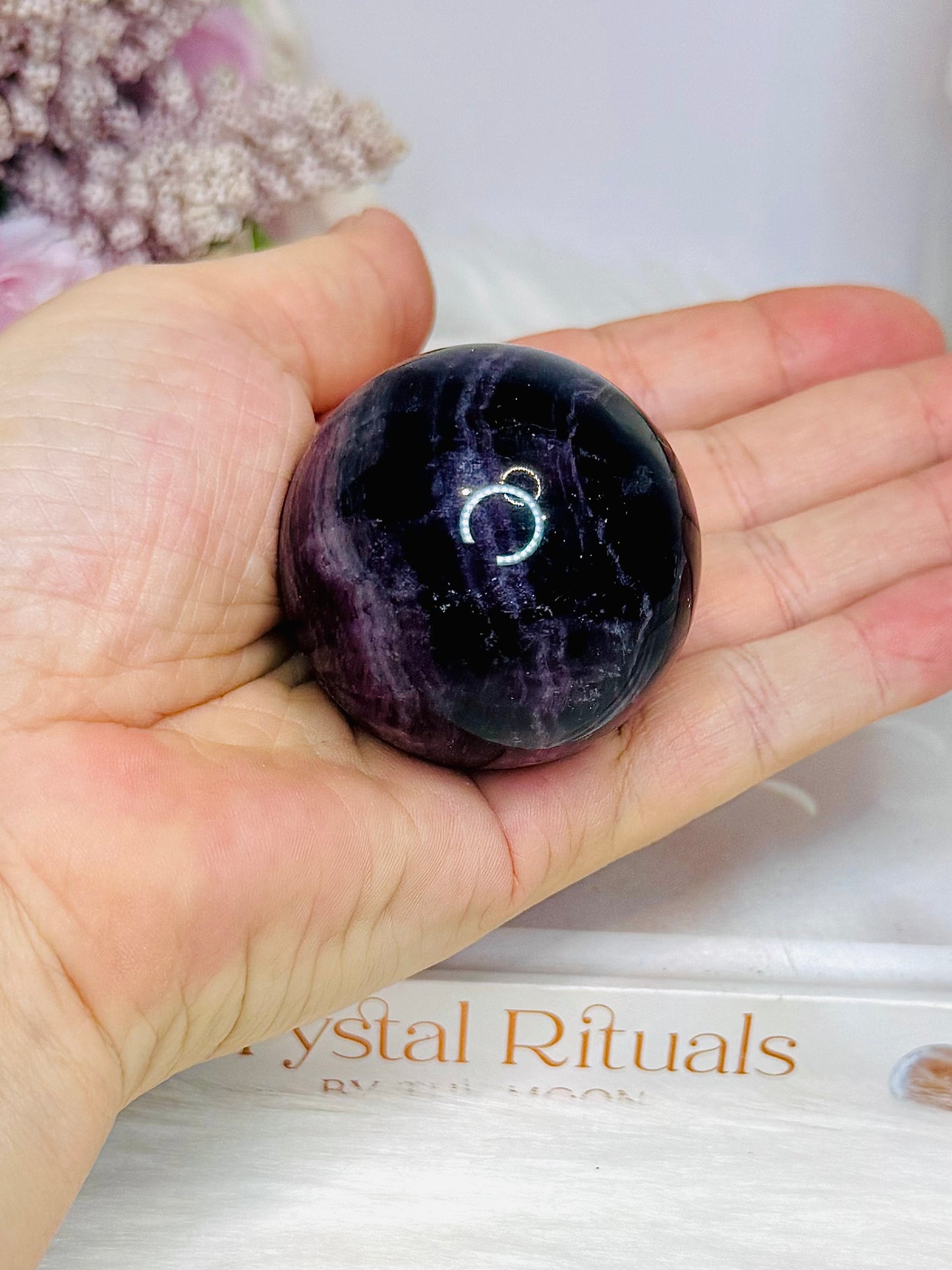High Grade Purple Fluorite Sphere on Stand 160g