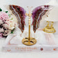 High Grade Amethyst Agate Wings On Gold Stand From Brazil 14cm Tall (Inc Stand)