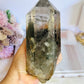 Stunning Large Garden Quartz | Lodolite Tower on Timber Base 938grams 27cm