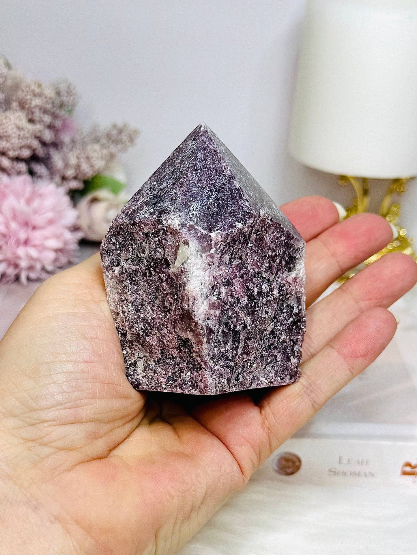 Lepidolite Polished Point 8cm 306g