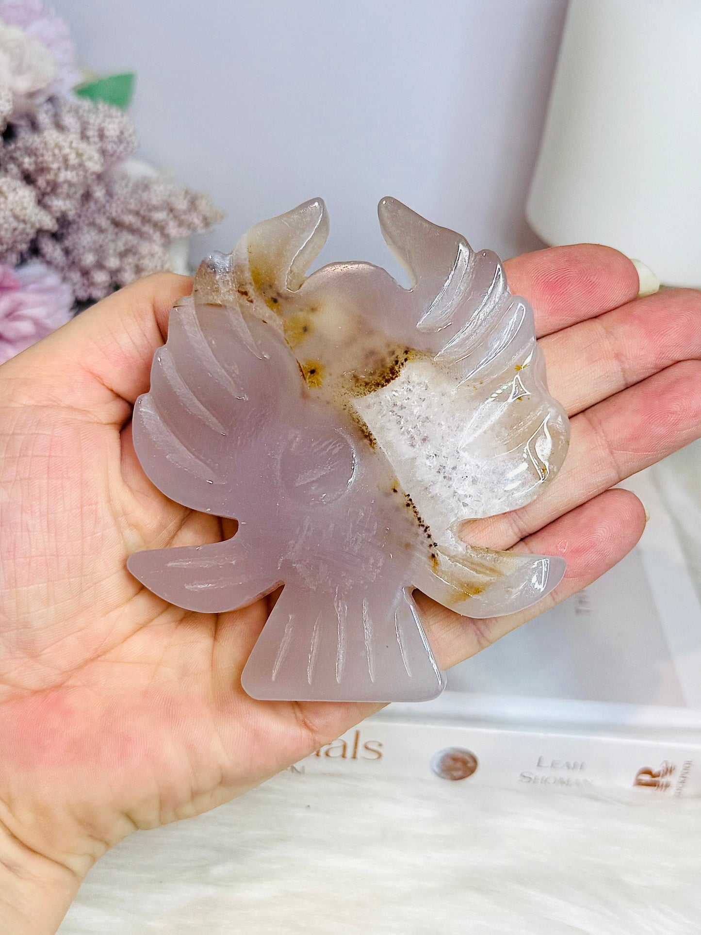 Druzy Agate Carved Angel 9cm