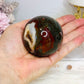 Druzy Red Moss Agate Sphere on Stand 303g