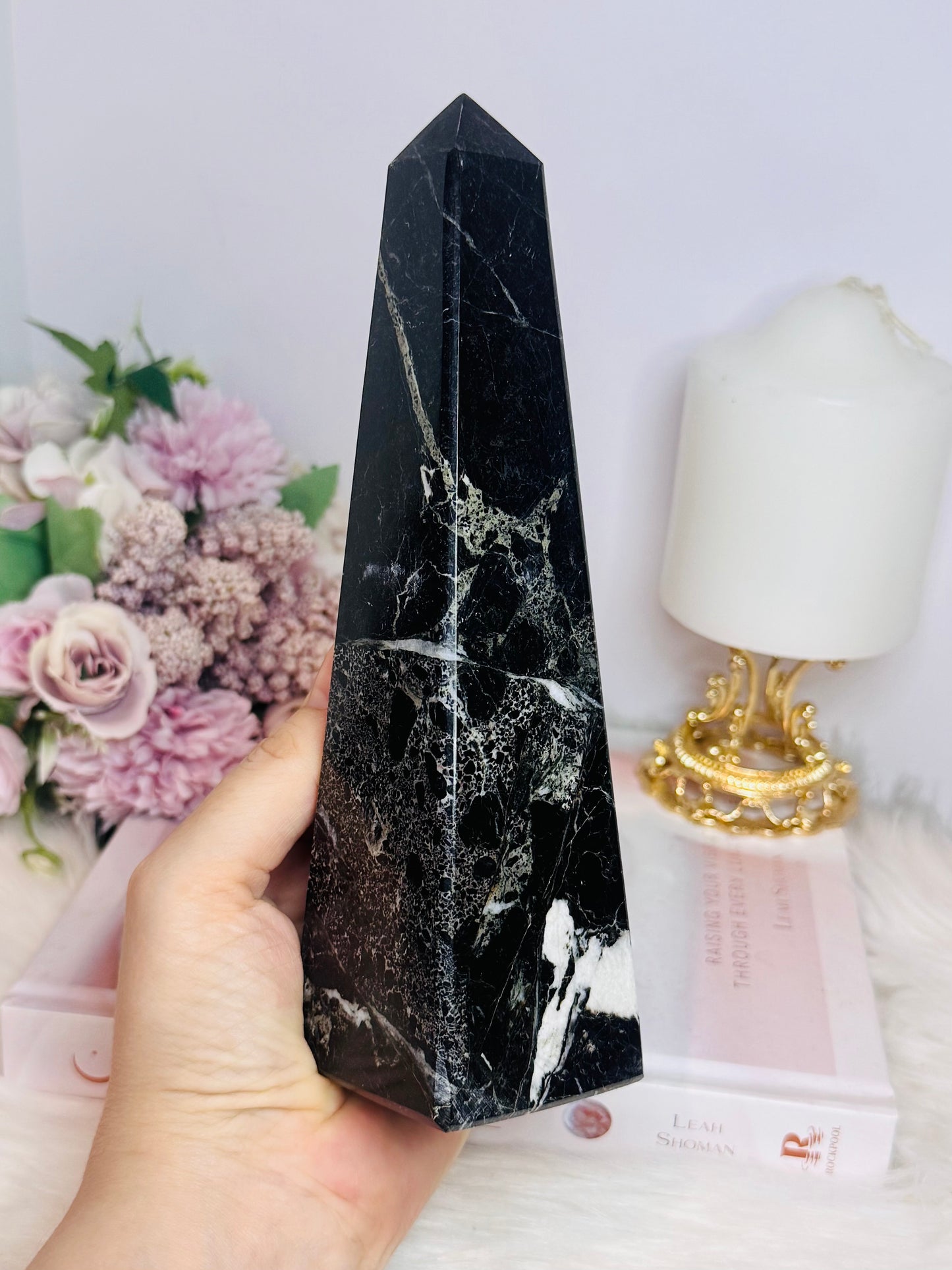 Large Black Onyx Tower 19.5cm