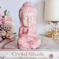 Large Chunky 11.5cm Pink Opal Carved Buddha