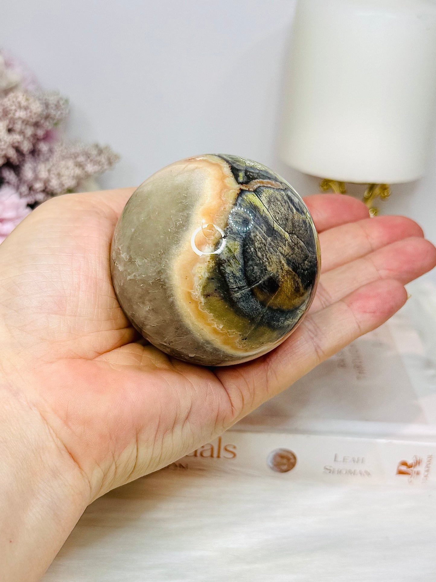 Money Agate Sphere On Stand 334g