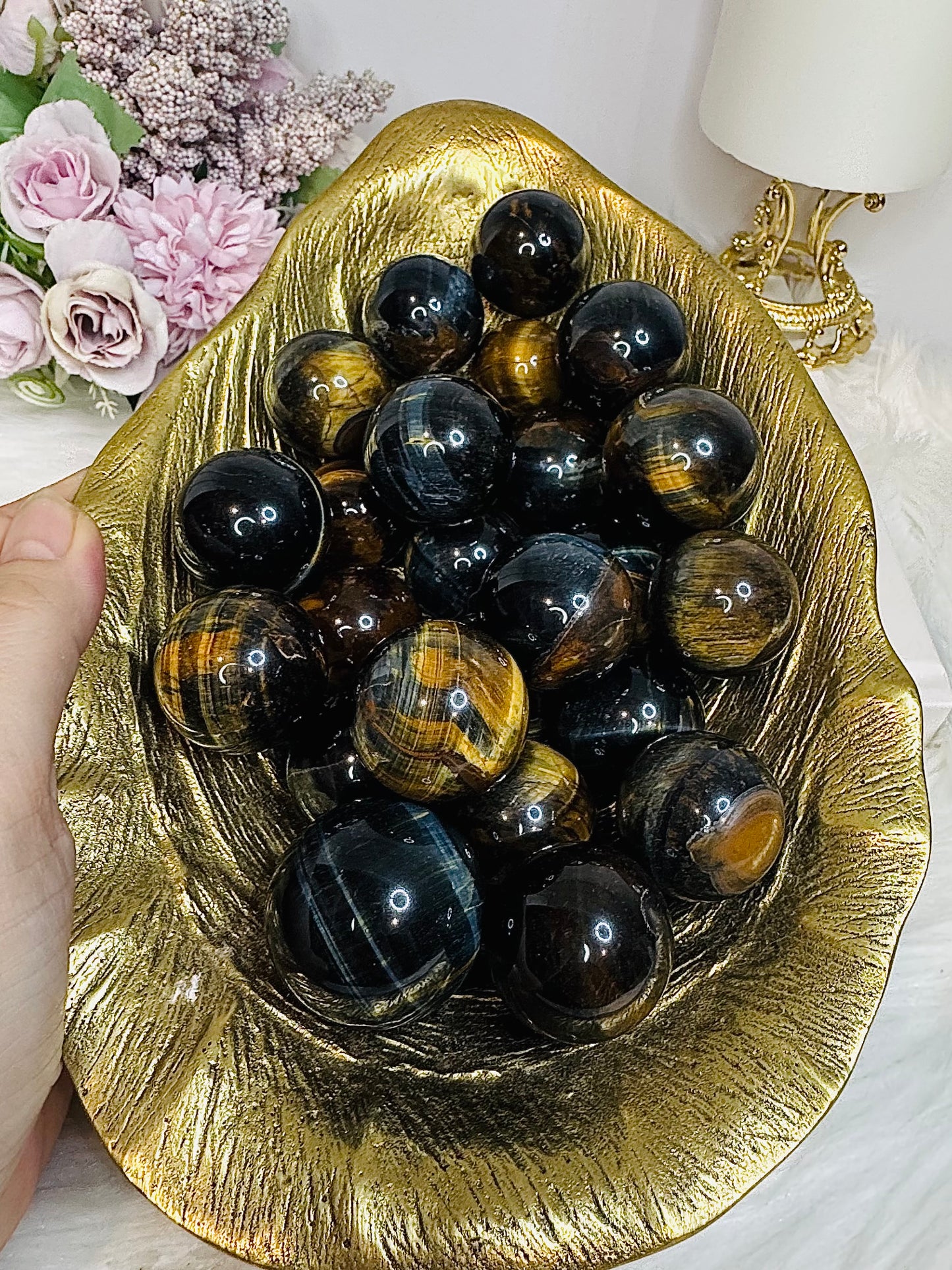 Rare Blue Flash Tigers Eye Small Spheres $15 each
