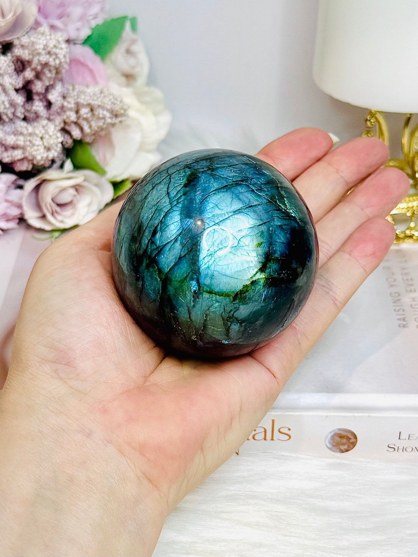Large Labradorite Sphere on Stand 414g